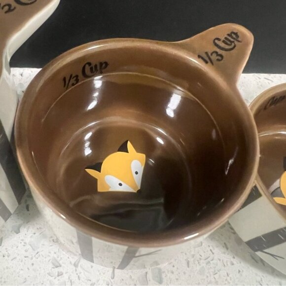 KITSCH’N GLAM Stackable Fox Birch Trees Themed Measuring Cups Set of 4 - Picture 8 of 15